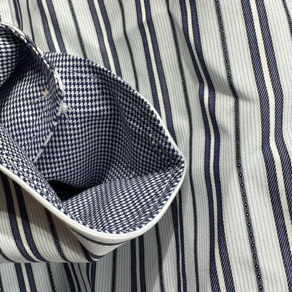 Thomas Dean Stripe Button Up Long Sleeve Dress Shirt Size L - Picture 3 of 6